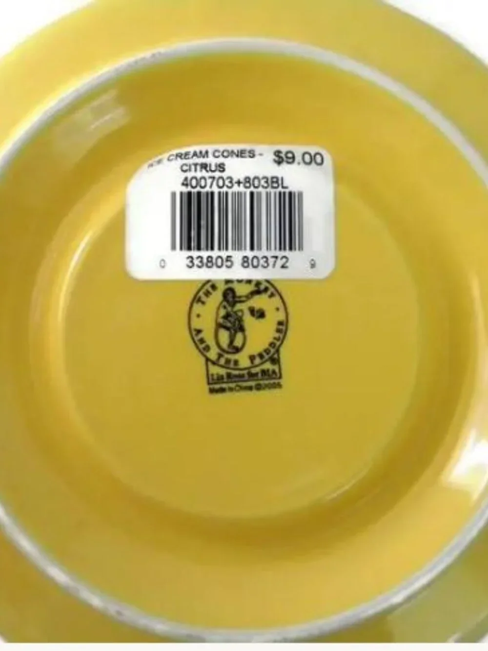 Liz Ross for BIA Ice Cream Cone Cup and Saucer Set The Monkey Peddler Yellow